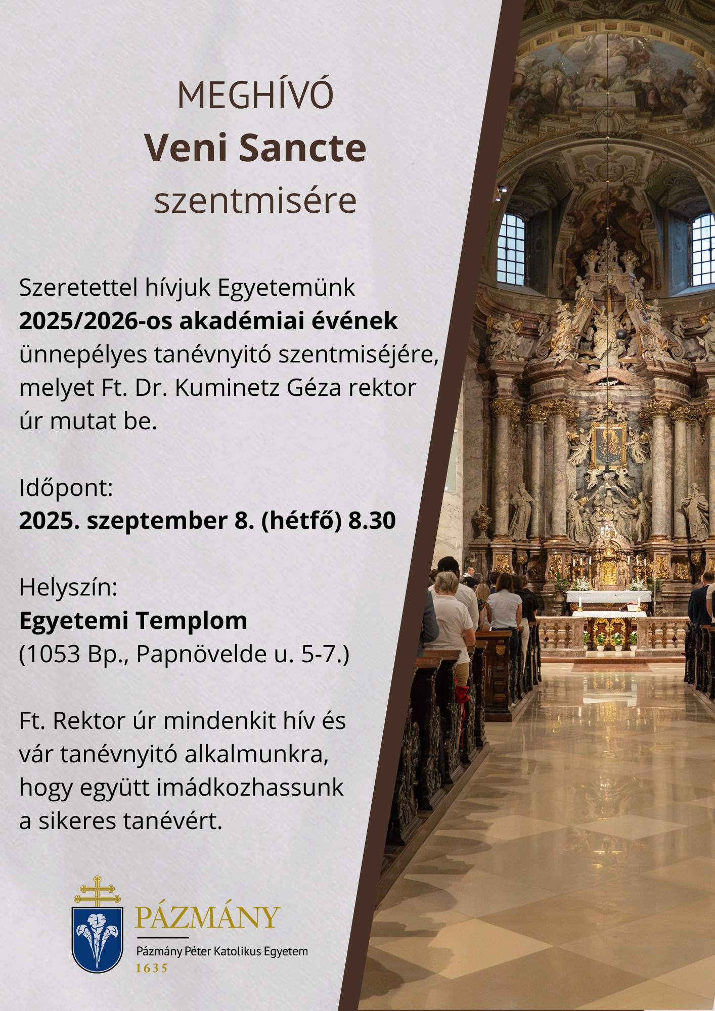 Tanévnyitó Veni Sancte szentmise