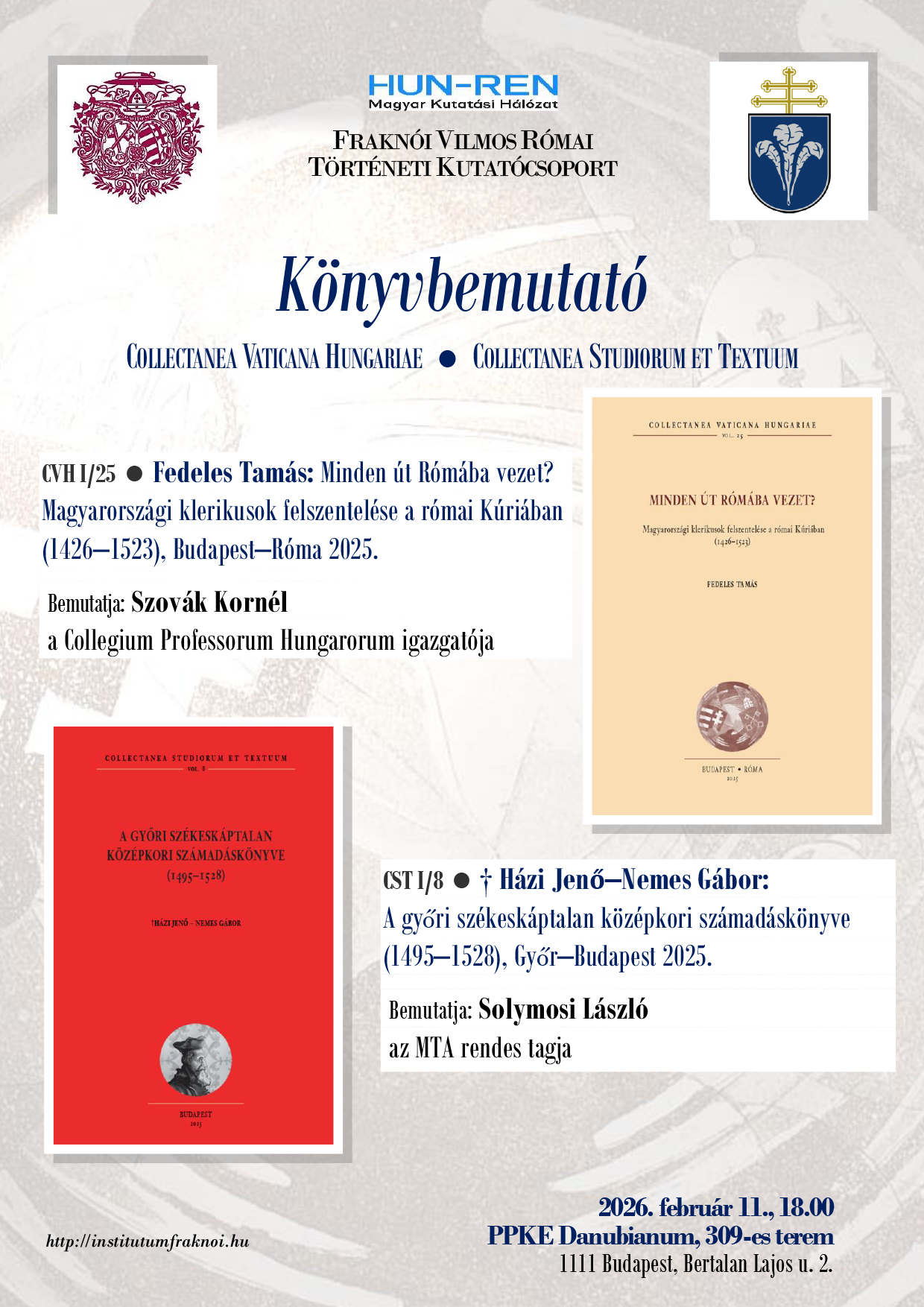 Fedeles Tamás és Nemes Gábor könyveinek bemutatója a Pázmányon