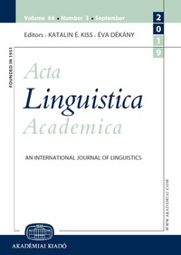 Acta Linguistica Academica Vol. 67: Special issue on representational phonology