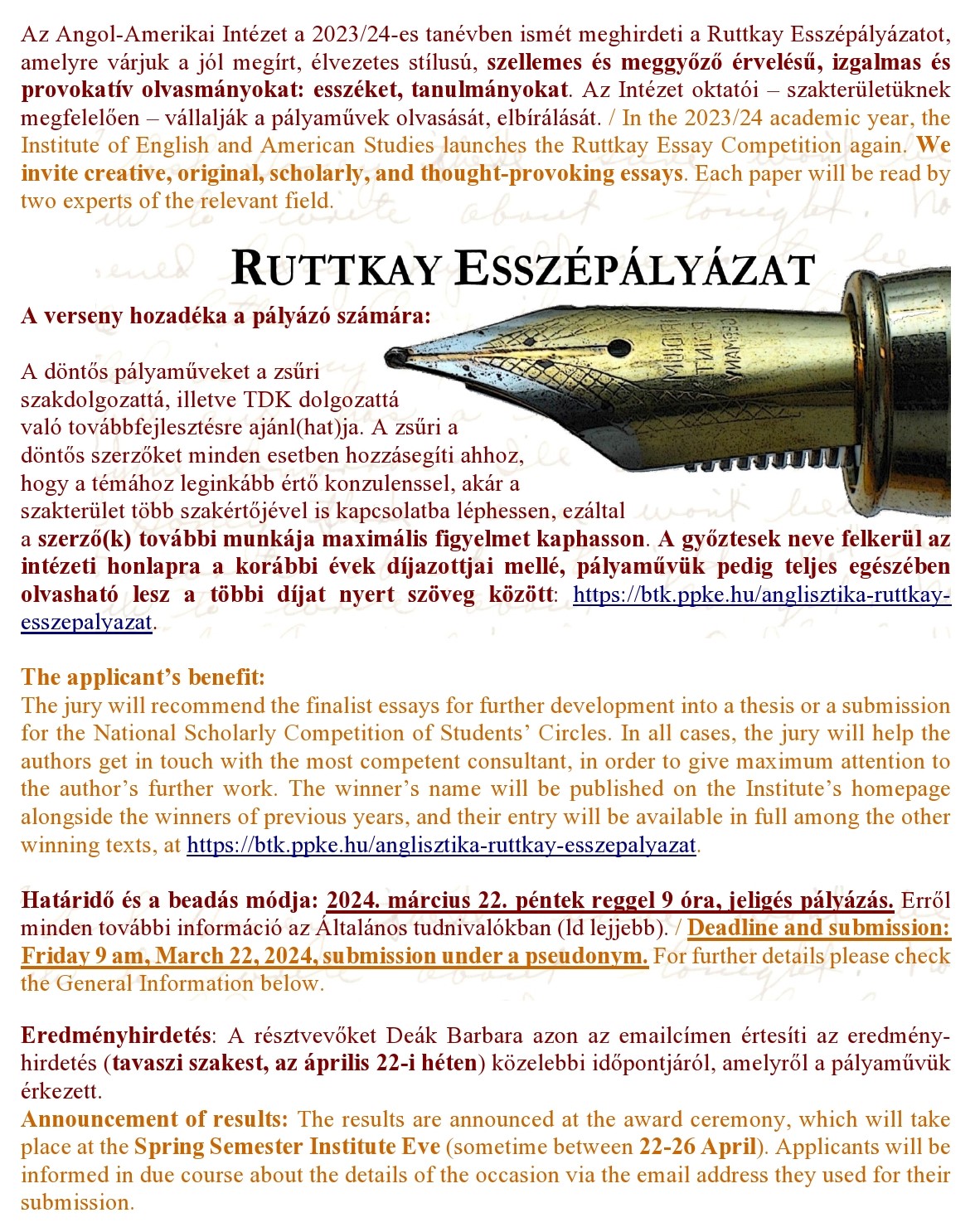 Ruttkay Esszépályázat // Ruttkay Essay Competition 2023/24