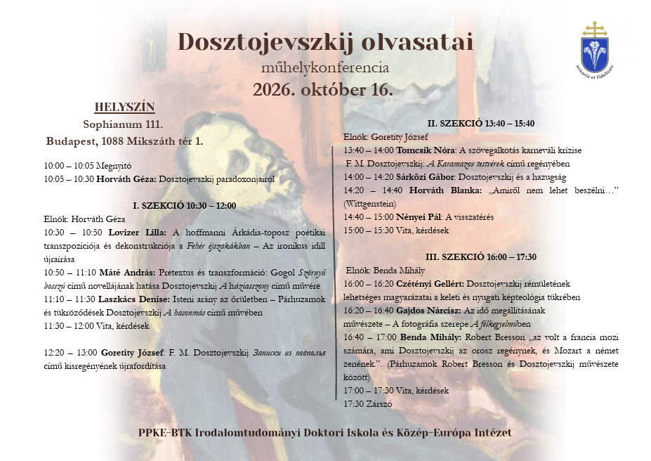 Dosztojevszkij olvasatai: műhelykonferencia
